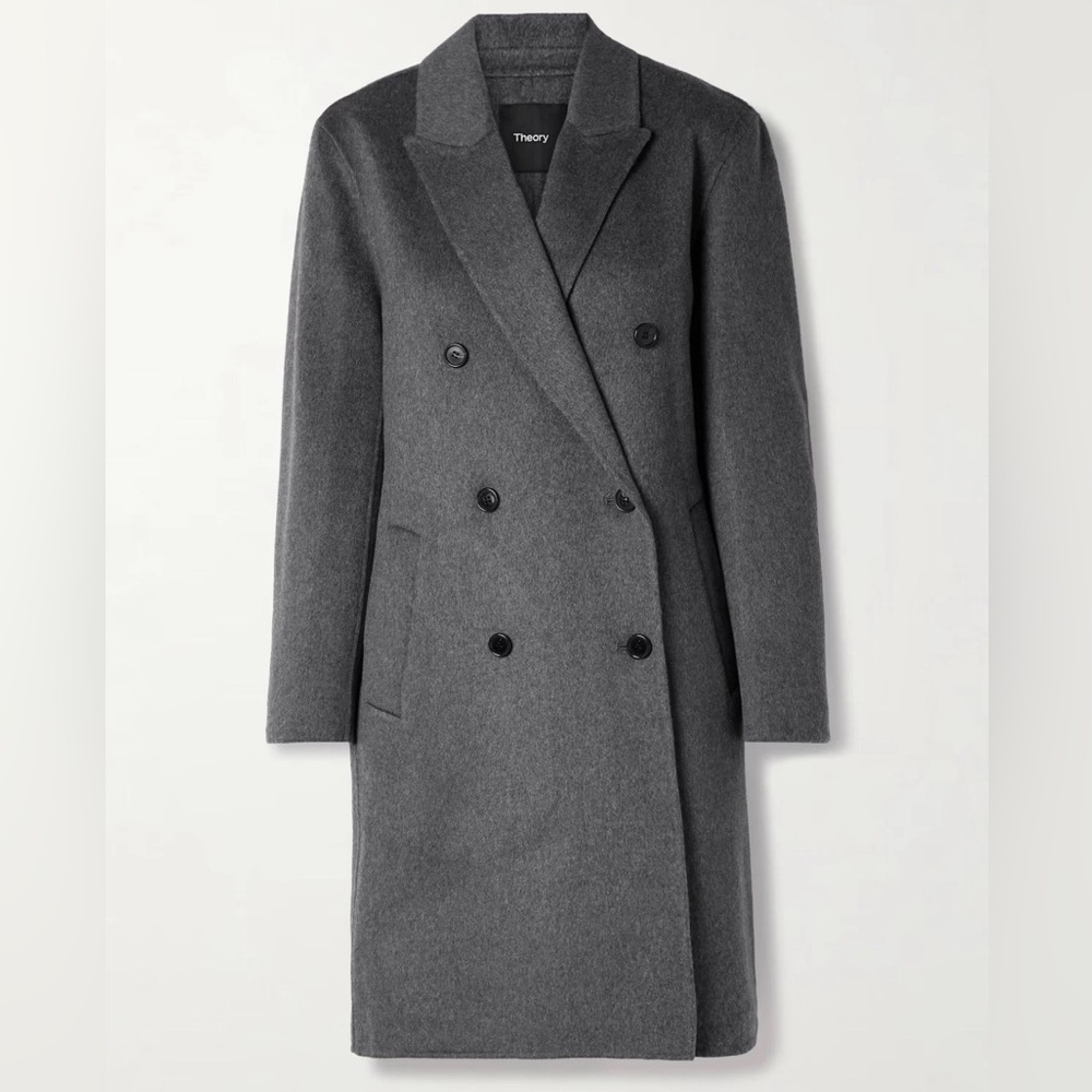 Theory Women's Charcoal Double-Breasted Trench Coat